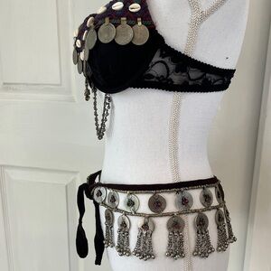 Elegant Black and Silver Coin-Embellished BELT